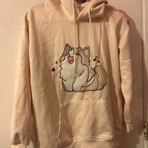 Cream Dog Hoodie